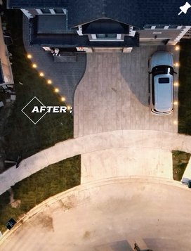 Sandstone Landscapes — aerial view of completed driveway project Guelph