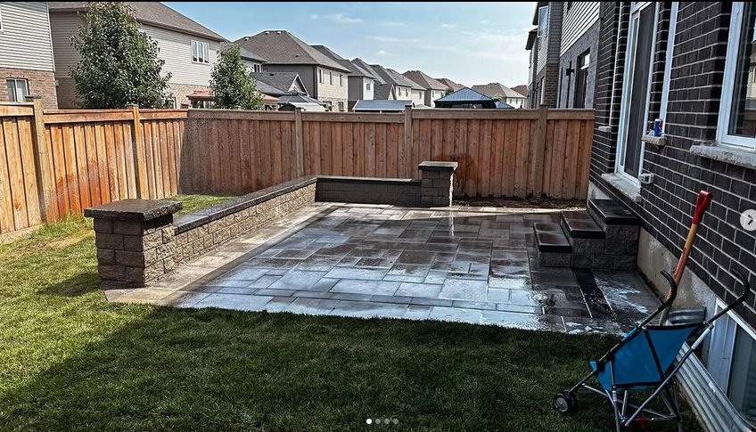 Sandstone Landscapes retaining wall patio Guelph